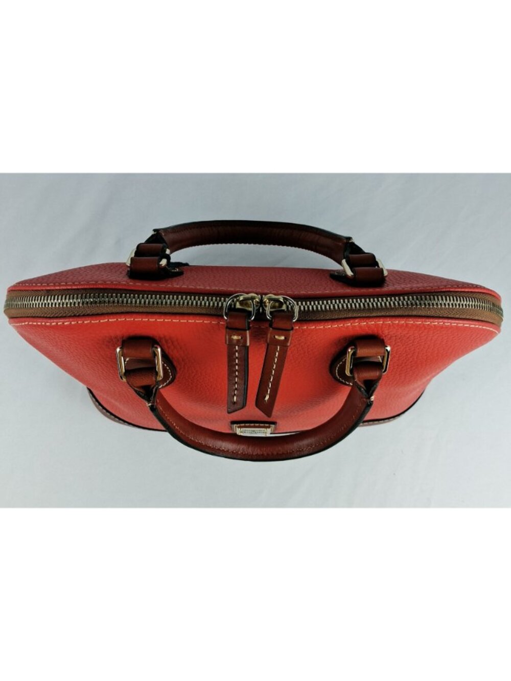 Dooney & Bourke Pebble Leather Domed Dark Salmon Satchel / Cross Body NWT - Picture 5 of 16